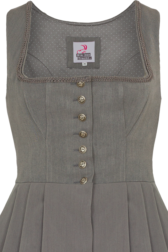 Midi-Dirndl ohne Schürze unifarben - hellgrau