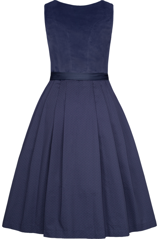 Damen Midi Dirndl Veloursoberteil Trachten Deiser DK262 2024 ELISA/70 in 1595-TAUBENBLAU - Rückansicht ohne Flügelärmel