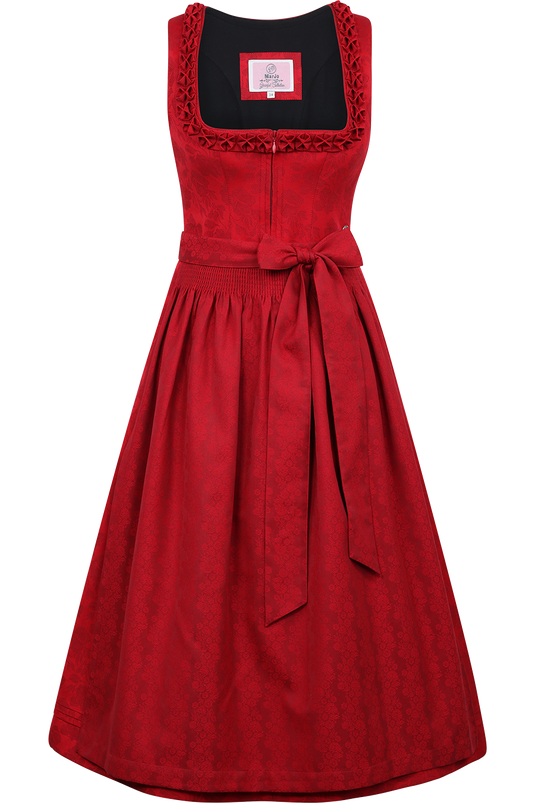 Midi-Dirndl floral mit Rüschen-Details - chili