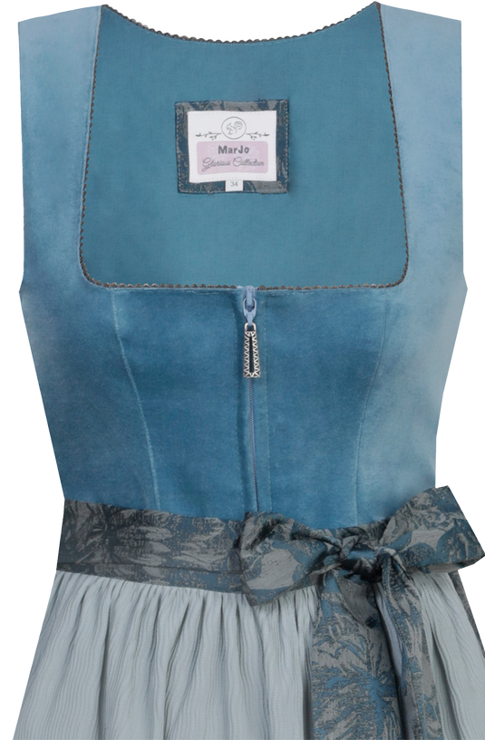Midi-Dirndl mit Samtoberteil und Blumenmuster - denim cloud