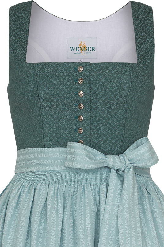 Langes Dirndl aus Baumwolle mit Ornamentmuster - salbei mint