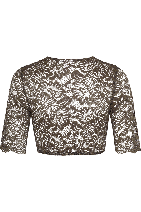Dirndlbluse mit Stretch-Spitze und V-Ausschnitt - oliv