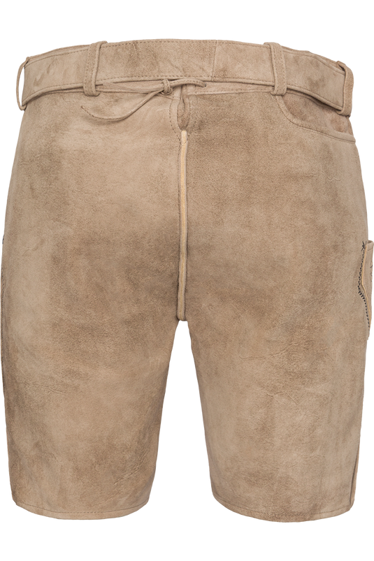 Kurze Herren Lederhose bestickt - linde/schwarz