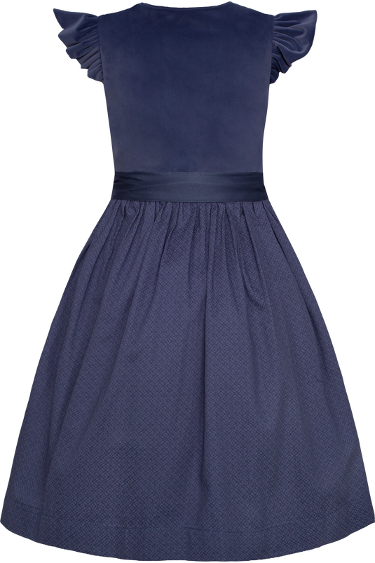 Kinder Veloursdirndl Trachten Deiser MK262 2024 ELISA in 1595-TAUBENBLAU - Rückansicht